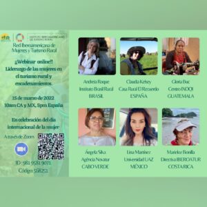 ¡¡WEBINAR ONLINE!! Liderazgo de las mujeres en el turismo rural  y encadenamientos. Red Iberoamericana de Mujeres y Turismo Rural.