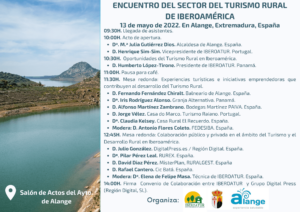 Realizado el Encuentro del Sector del Turismo Rural de Iberoamérica. 13 de mayo de 2022 en Alange (Extremadura, España)